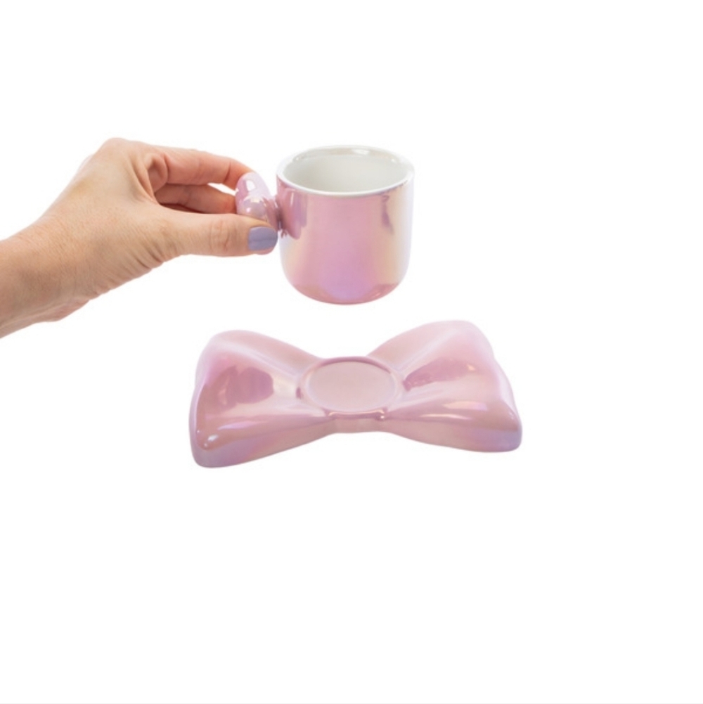 Pink Bow Ceramic Cup and Saucer - Picture 2 of 3